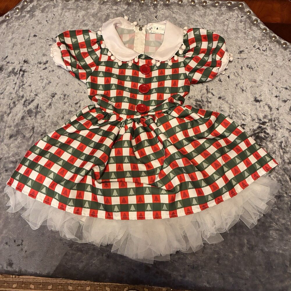 Halloween Costume Christmas Tree Dress w/ tulle and trees pattern size small